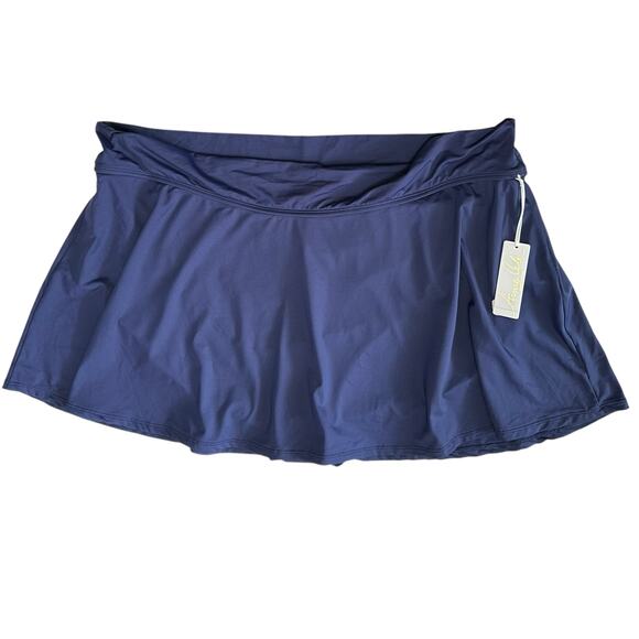 NWT Anne Cole Soft Band Skirted Swim Bottom Navy Blue Skirt Plus Size 24W - Picture 4 of 10